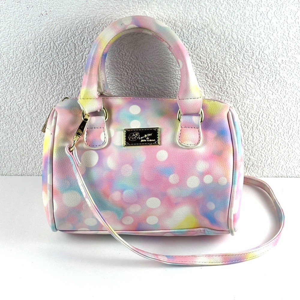 Luv Betsey Johnson Satchel Womens Small Pink Watercolor Polka Dot Bag Barbiecore